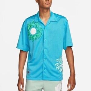 Nike Uphoria Button-Up Mesh Short Sleeve Top Baltic Blue Limited Edition Unisex